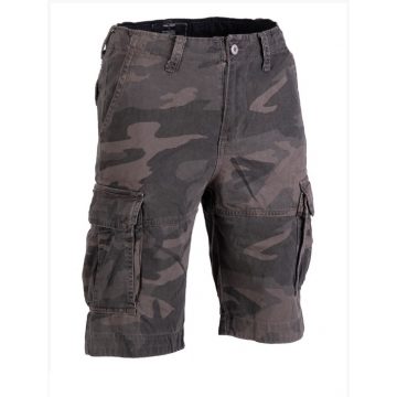   DARK CAMO VINTAGE SHORTS PREWASH - MIL-TEC, előmosott, klasszikus, hagyományos, bermuda, rövidnadrág,  sötét terepmintás