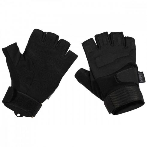 MFH Tactical Gloves, "Pro", fingerless, black - kesztyű