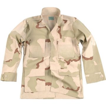   Mil-Tec US BDU, textile jacket Coat Hot Weather, desert camo 3C XL - nyári textil zubbony, 3 színű sivatagi, XL